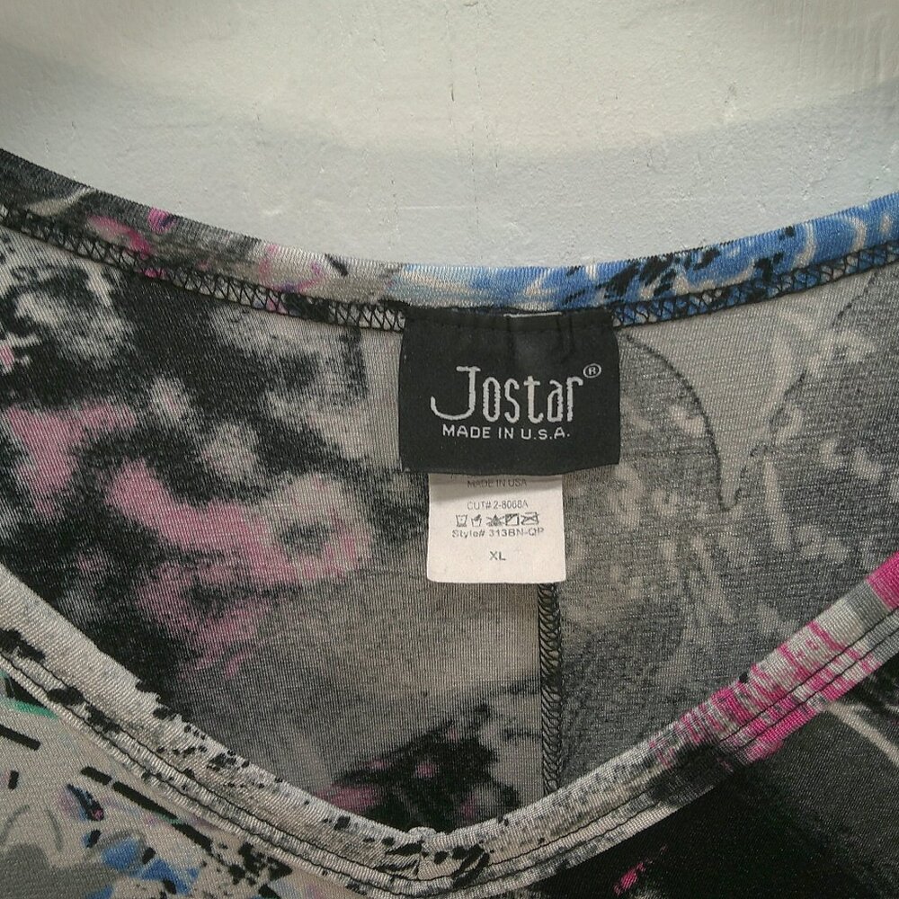 Jostar USA 2 PC Set Abstract Stretchy Colorful Pink Black Tunic & Pants Size XL - Picture 2 of 7